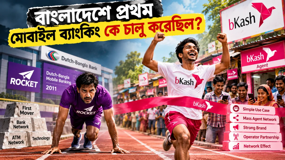 বাংলাদেশে প্রথম মোবাইল ব্যাংকিং এনেও কেন রকেট হারাল, আর বিকাশ কীভাবে বাজার দখল করল?